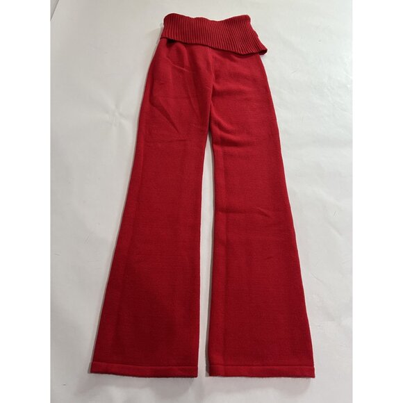 Frankies Bikinis Fleur Cloud Knit Low Rise Pant in Love Bug Red - Picture 2 of 5